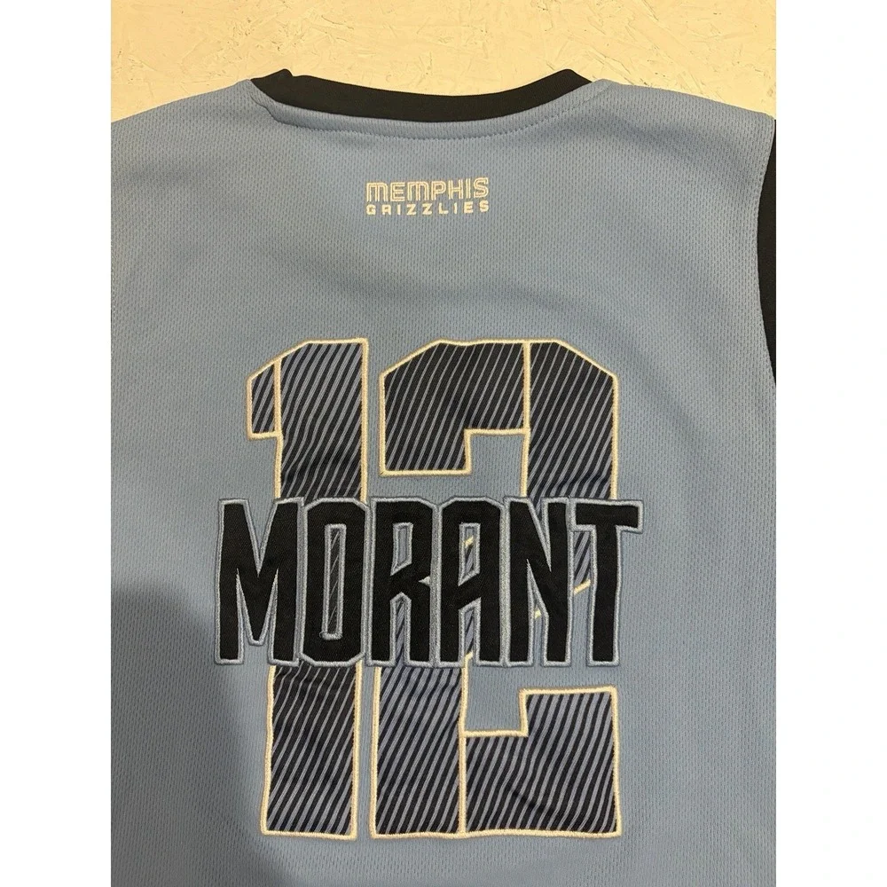 NBA Memphis Grizzlies Ja‎ Morant Jersey Youth L Blue Embroidered Basketball